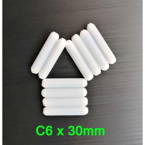 C6x30mm laboratory Magnetic Stirrer Mixer Stir Bar without Pivot Ring Plain Stirring white Spinbars,Pack of 10pcs