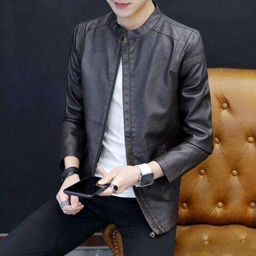 Mens PU Leather Jacket Spring 2020 Autumn Korean Slim Fashion Joker Motorcycle Jacket Mens Tide PU Leather Jackets male M-4XL