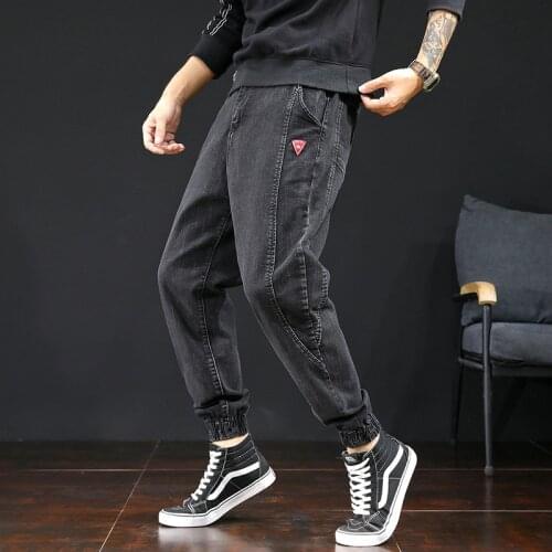 2021 Men’s Loose-fit Denim Harem Pants,Stylish Hip-hop Cargo Jeans,Street Dance&Sports Slack Jogging Pants,Black Jeans