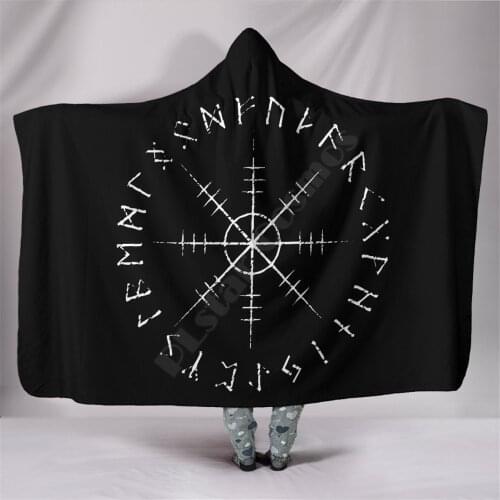 Viking Hooded Blanket Helm of Awe Hooded Blanket Adult colorful child Sherpa Fleece Wearable Blanket Microfiber Bedding