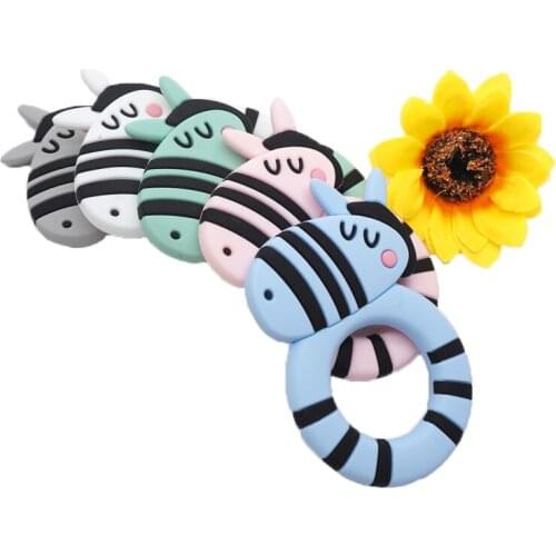 Chengkai 10PCS Silicone Zebra Teether DIY Baby Cartoon Pacifier Dummy Teething Pendant Nursing Sensory Animal Jewelry Toy Gift