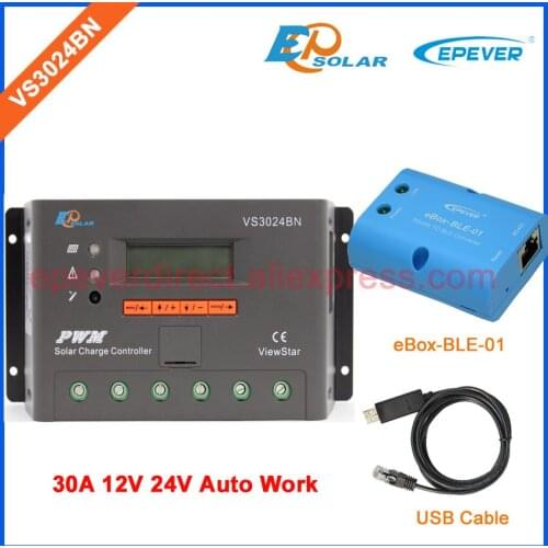 30amp voltage regulator VS3024BN 12V 24V Auto Switch Work USB charger controller solar panels system bluetooth APP use