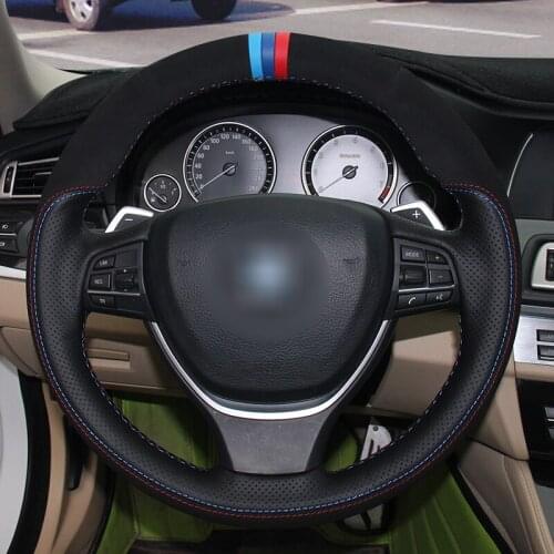 Hand-stitched Suede Artificial Leather Car Steering Wheel Cover for BMW 520i 528i 2013 2014 730Li 740Li 750Li F10 2014