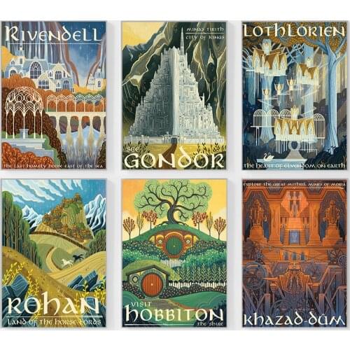 Self-adhesive Wall Sticker Travel Middle Earth Landscape Wall Art Poster Nordic Painting Nature Decoration Pictures Home Decor