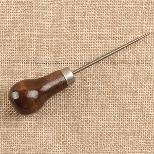 11 cm Handle Awl Tools For Leathercraft Stitching Sewing Accessories 1Pc New Leather Wood