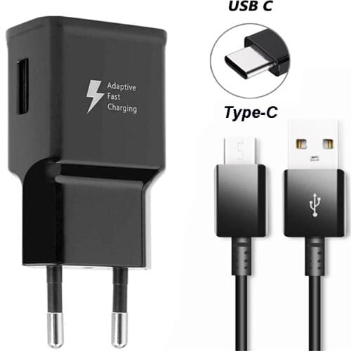Samsung 9V1.67A 15W Usb Adaptive Fast Charger Quick Charge Adapter Type C Cable for Galaxy S20 S10 S10E S9 S8 Plus Note 8 9 A50S