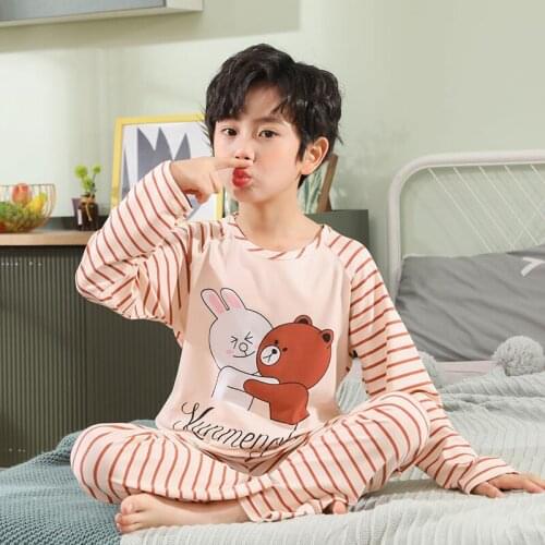 Spring Pajamas Set For teens Long Sleeve Pyjamas Kids Home Clothes Cartoon Big Boy Sleepwear Cute Nightwear For Girls 3-13 Years