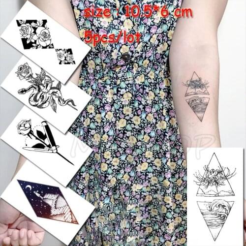 Temporary Tattoo Sticker flower snake triangle waterproof fake Tatto Water Tatoo for girl woman kid man small size sell in lots