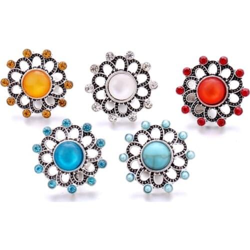 Snap Jewelry Acrylic Beads Metal Flower 18mm Ginger Snap Button DIY Bracelet Necklace Jewelry Making ACC for Women
