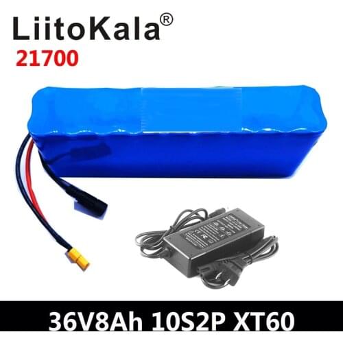 LiitoKala 36V 8AH 21700 4000mah 10S2P Electric Bike Battery for electric bicycle scooter 36V Ebike Battery+42V 2A Charger