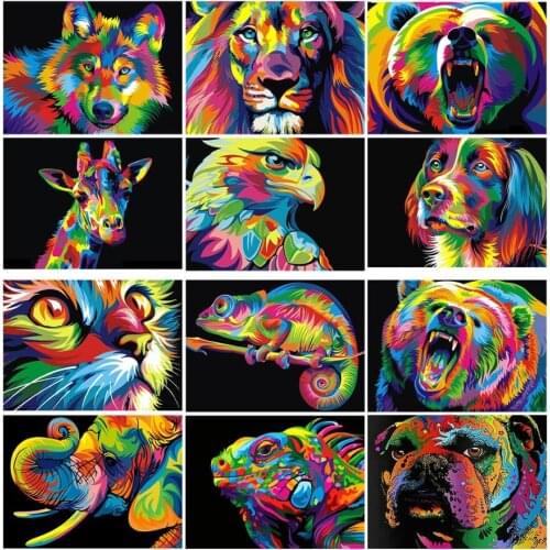 DIY 5D Diamond Painting Colorful Animal Cross Stitch Kit Full Drill Embroidery Mosaic Art Picture of Rhinestones Home Decor Gift