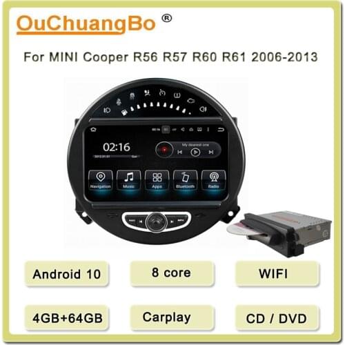 Ouchuangbo Car GPS Radio For MINI one hatchback Countryman Clubman paceman R56 R57 R60 R61 With 8 core 64GB Android 10 DVD discs
