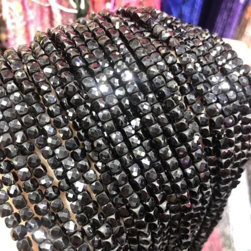 Natural Stone Beads Section Square Black Spinel Loose Beads For Jewelry Making 4 mm DIY Necklace Bracelet Earrings Accessory