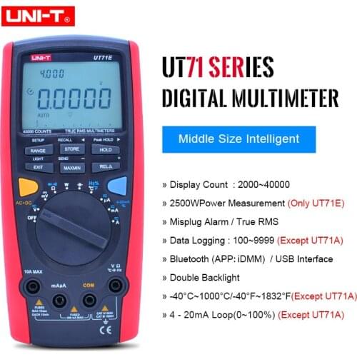Digital Multimeter UNI-T UT71 A UT71B UT71C UT71E Ture Rms Multimeter Auto range 39999 AC/DC voltage with LCD backlight display