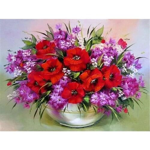 Flowers DIY Cross Stitch 11CT Embroidery Kits Needlework Craft Set Printed Canvas Cotton Thread Home Decoration For Sale