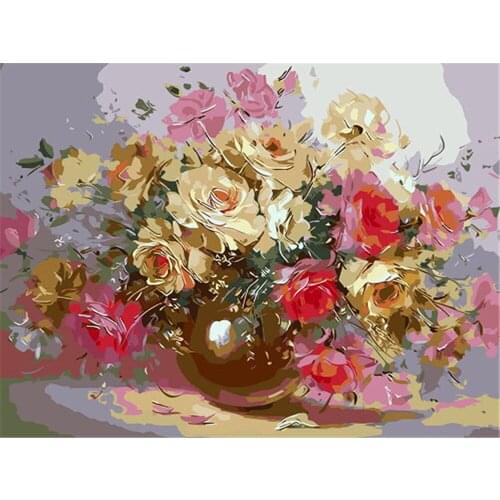 Flowers DIY Cross Stitch Embroidery 11CT Kits Craft Needlework Set Cotton Thread Printed Canvas Home Decoration New Wholesale
