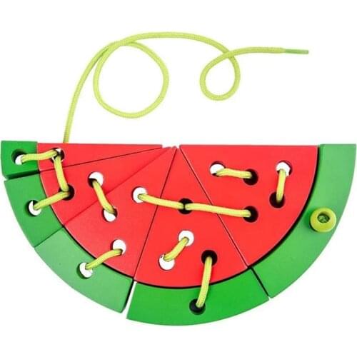 Montessori Wooden toys Fruit Watermelon Stringing Game baby toys Educational Toys For Children Board games Funny Stringing Toys