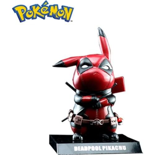 3 Styles Anime Pokemon 12CM Pikachu COS Deadpool Figures Dolls Model Character Decoration Toys Collection Children Gifts