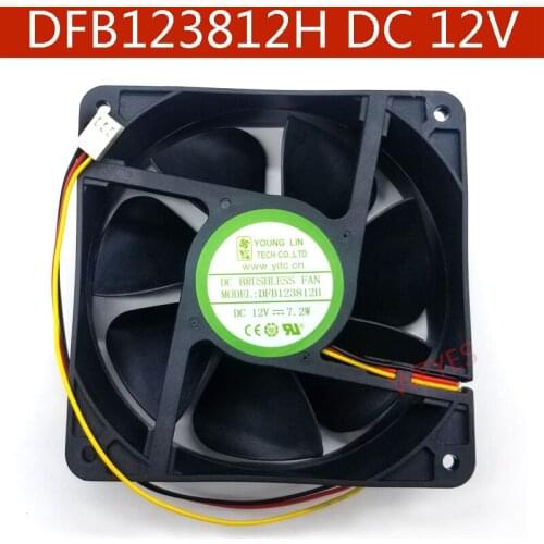 DFB123812H DC 12V 7.2W 0.6A 12038 12CM 120*120*38mm 3 Wires Big Air Computer Cooling Fan