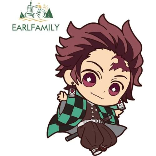 EARLFAMILY 13cm x 8.9cm for Demon Slayer Car Stickers Creative Waterproof Decals Scratch-Proof Refrigerator Helmet Decoration