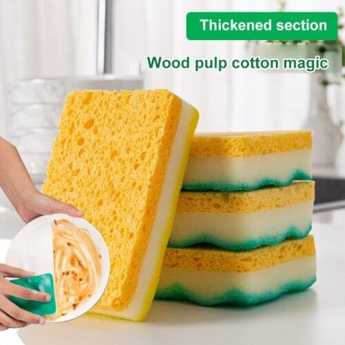 Sponge To Wipe Off The Oil Artifact Brush Pan Pot Cleaning Brush Wood Pulp Sponge Descaling Kitchen Tool Absorbent Scouring Pad