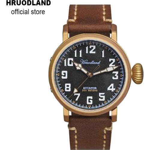 Hruodland 300m Bronze Automatic Mens Watches Sapphire Crystal Luminous PT5000 Mov't Mechanical Wristwatch for Male