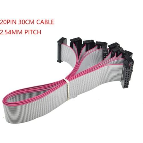 5PCS FC-20p 30CM 2.54MM pitch JTAG AVR ISP DOWNLOAD CABLE 20P WIRE 20PIN Gray Flat Ribbon Data Cable FOR DC3 IDC BOX HEADER