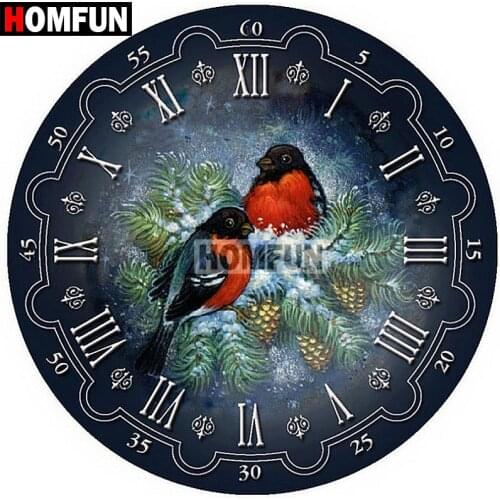 HOMFUN Full Square/Round Drill 5D DIY Diamond Painting "Bird wall clock" 3D Embroidery Cross Stitch 5D Home Decor A07331