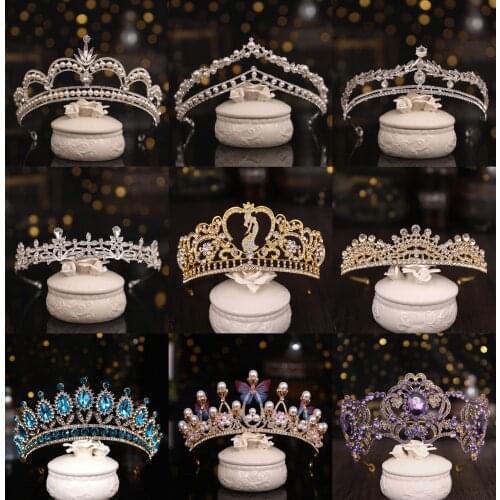 Rhinestone Crystal Tiara Diadem Queen Crown Princess Tiaras Bridal Hair Jewelry Party Wedding Hair Accessories Women Headpiece