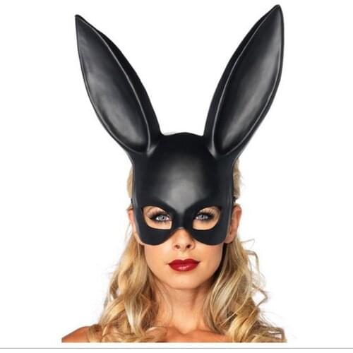 Mark Black Women Girl Sexy Rabbit Ears Mask Cute Bunny Long Ears Bondage Mask Halloween Masquerade Party Cosplay Costume Props