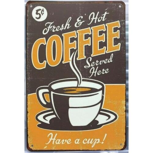 COFFEE Metal Tin Sign Pub Bar Decoration Tin Sign Wall Art Shabby Chic Home Decor Plaque