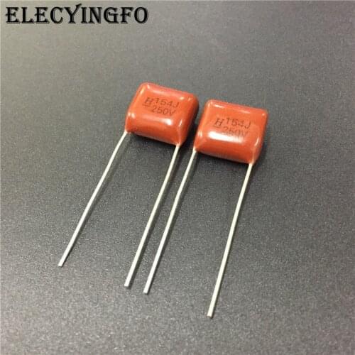 100pcs CBB 154 250V 154J CBB21 0.15uF 150nF P10 Metallized Polypropylene Film Capacitor