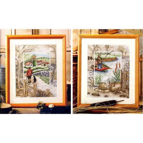 Fishxx Cross Stitch Kit European magazine GOLD style 83-4 pastoral life scenery two