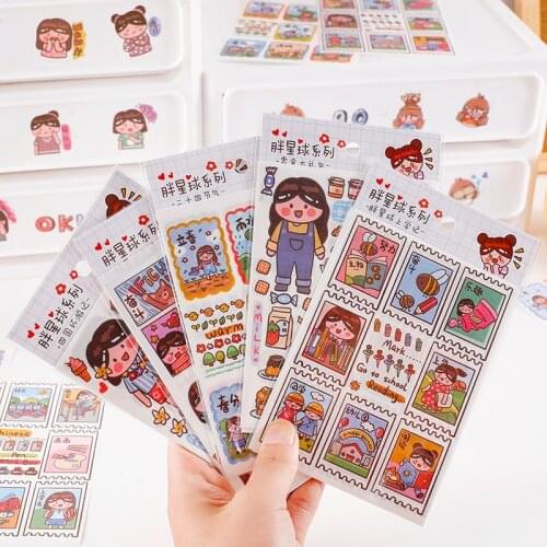 4 Pcs/set Cute Fat Planet Series Decorative Shiny Stickers Cartoon Character Diy Label Diary Stationery Album Journal Stickers