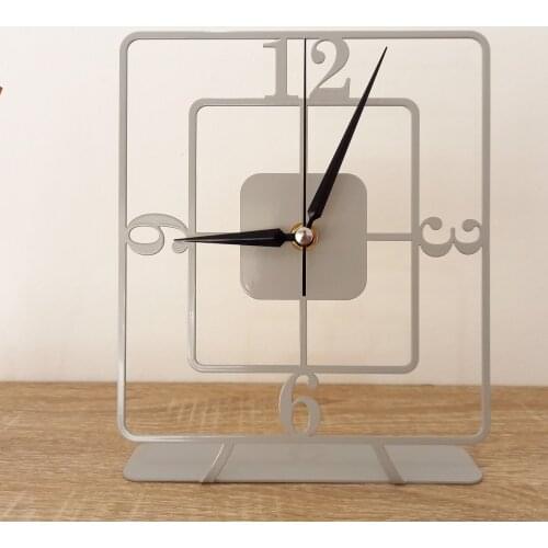 Table clock, Modern and Geometric Clock, Desktop Metal Clock, Table top clock, Captain Gray