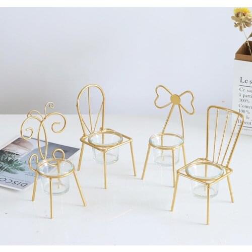Tabletop Iron Chair Candlestick Potted Ornament Desktop Decoration Candle Holder Candlestick Candle Holder