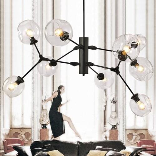 New Modern Chandelier Home Stores Decorative Chandelier E27 Black & Gold Glass Suspension Chandelier AC110-240V