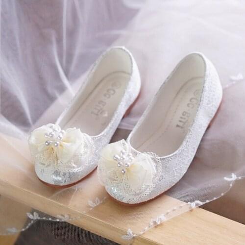 New Princess bow knot girls single shoes leather shoes lace shoes for girls dance shoe wedding party sneakers