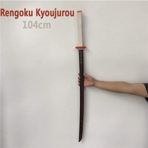 1:1 Orange Rengoku Kyoujurou Sowrd 104cm Demon Slayer Cosplay Sword Anime Ninja Knife Kimetsu no Yaiba Sword Weapon PU Prop