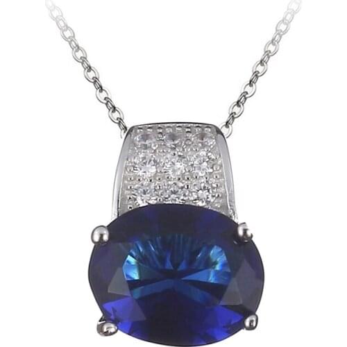 Eulonvan Choker Necklaces & Pendant For Women 925 Sterling Silver Female Chain Cute Dark Blue Jewelry Accessories Collares S3704