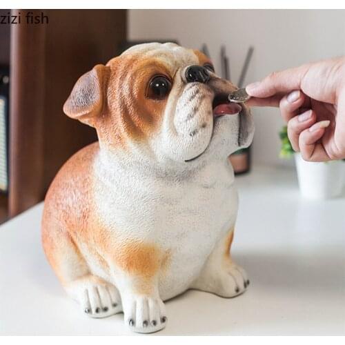 Resin Dog Ornaments Piggy Bank Coin Storage Jar Saving Box Money Boxes Money Box Decorations Crafts Statue Figurines Furnishings