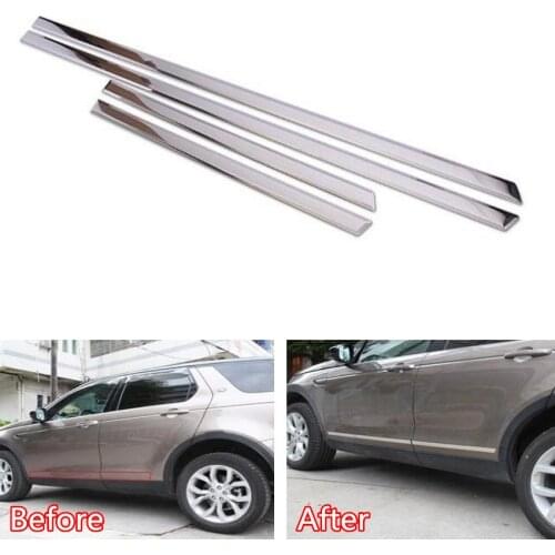 YAQUICKA 4x Car Exterior Door Body Decoration Strips Anti Scratch Trim For Land Rover Discovery Sport 2015-17 Styling Mouldings