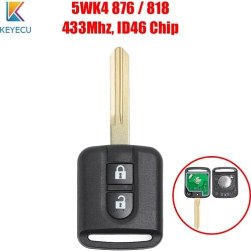 KEYECU Remote Key Fob for Nissan Qashqai Elgrand X-TRAIL Navara Micra K12 Note Cabster 433MHz ID46 PCF7946 Chip 5WK4 876/818