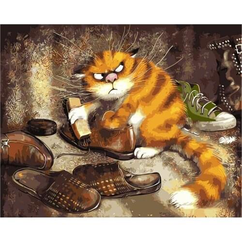 DIY Oil Painting By Numbers Animal Handwork Linen Cloth Oil Painting Paint Living Room Home Decor