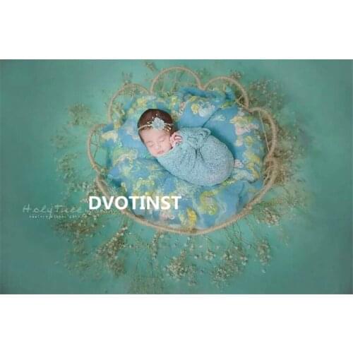 Dvotinst Newborn Baby Photography Props Wool Basket Background Round Blanket Mat Fotografia Accessory Studio Shooting Photo Prop