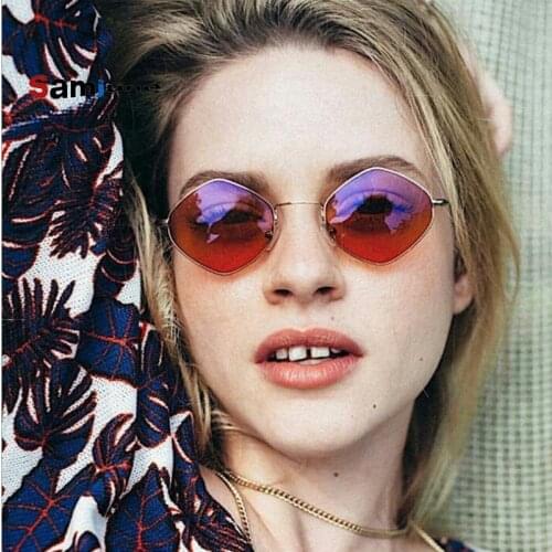 Samjune 2018 New Brand Quality Diamond Sunglasses Women Fashion rhombic Frame Vintage Glasses Alloy Classic oculos de sol