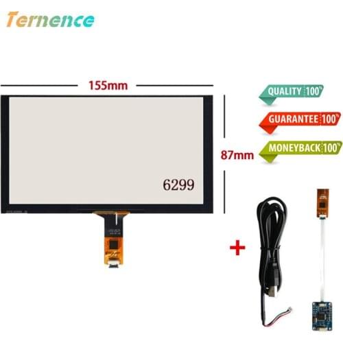 Skylarpu Capacitive touchscreen 155mm*87mm touch screen panel Glass Digitizer handwritten Touch driver board set USB cable
