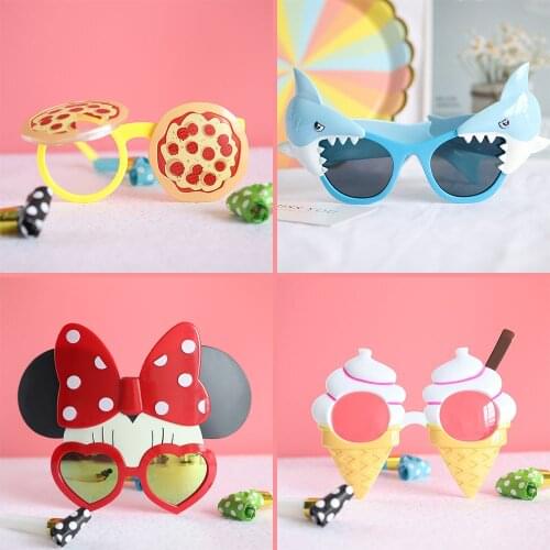 Funny Glasses Photo Booth Props Birthday Party Kids/Adult cute Decor Cosplay Role Play Shark Pizza Bow-knot Ice cream shape
