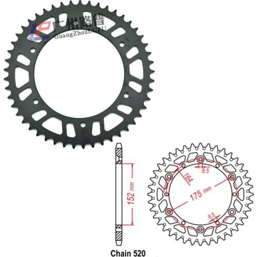 520 48T 49T 50T 51T 52T rear sprocket For Yamaha YZ400 YZ490 YZ250 YZ100 MX250 TT350 MX400 WR500 WR200 WR400 TTR250 TT500 WR125
