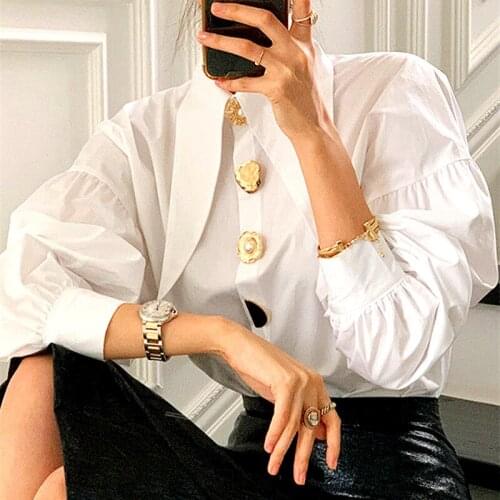 Spring Long Sleeve Blouses Women Casaul Big Collar Batwing Sleeve Ladies Loose Bottons Female Harajuku Blouses Blousa NS140